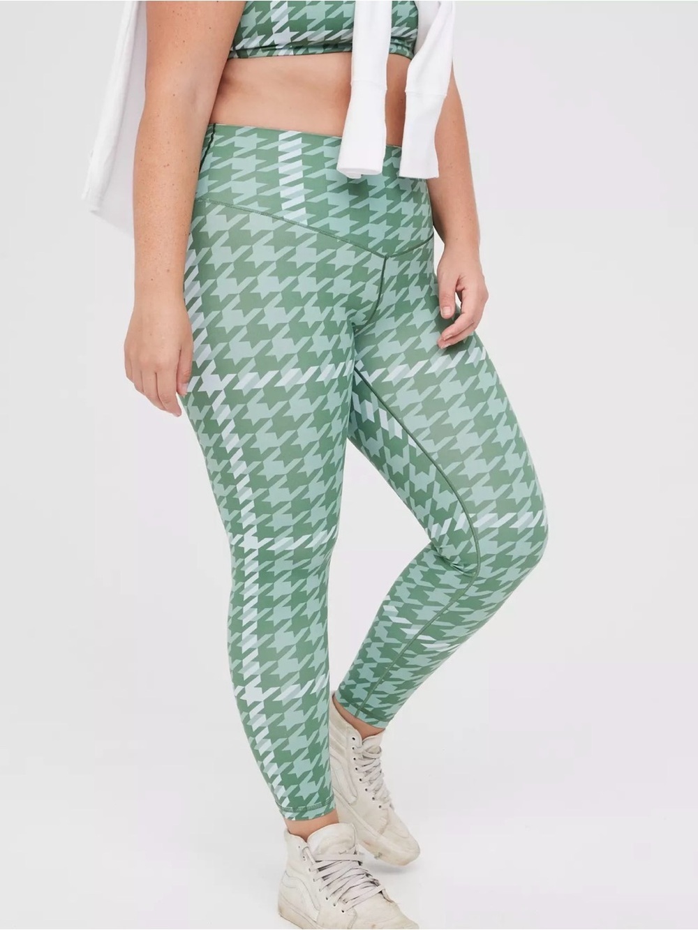 OFFLINE By Aerie Real Me XTRA Printed Legging Green Frosty Trail Houndstooth